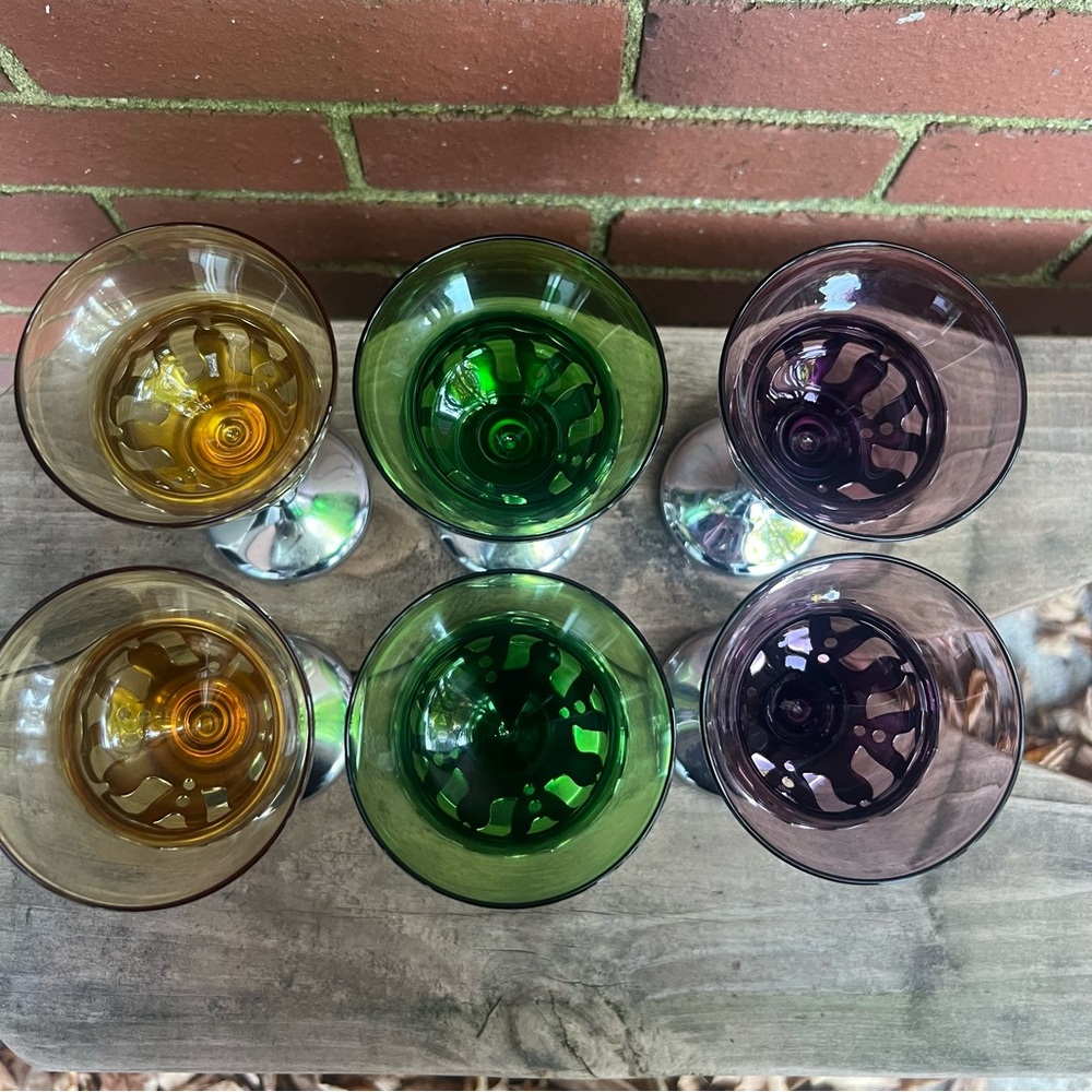 Vintage Farber Bros Krome Kraft Cordial Glasses - Set of 6 - Picture 9 of 11